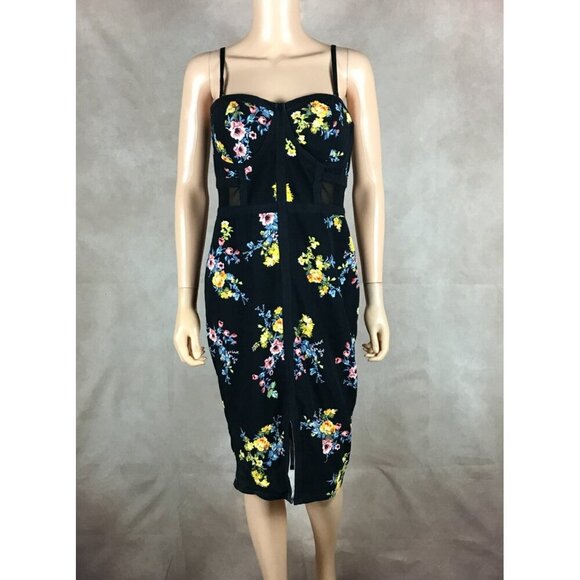 Material Girl Black Floral Bodycon Midi Dress NWT XL - Picture 5 of 8